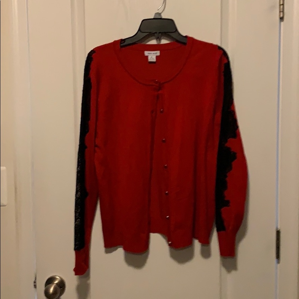 Red and black lace cardigan size XL 2 for $20